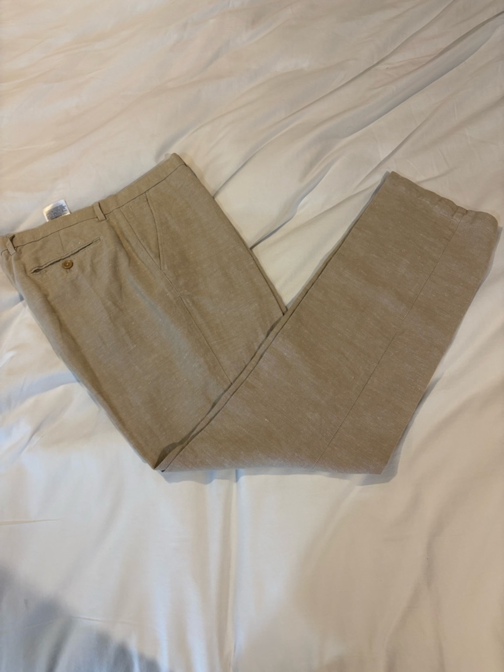 Banana Republic Men's Khaki Linen-Blend Dress Pants in Beige